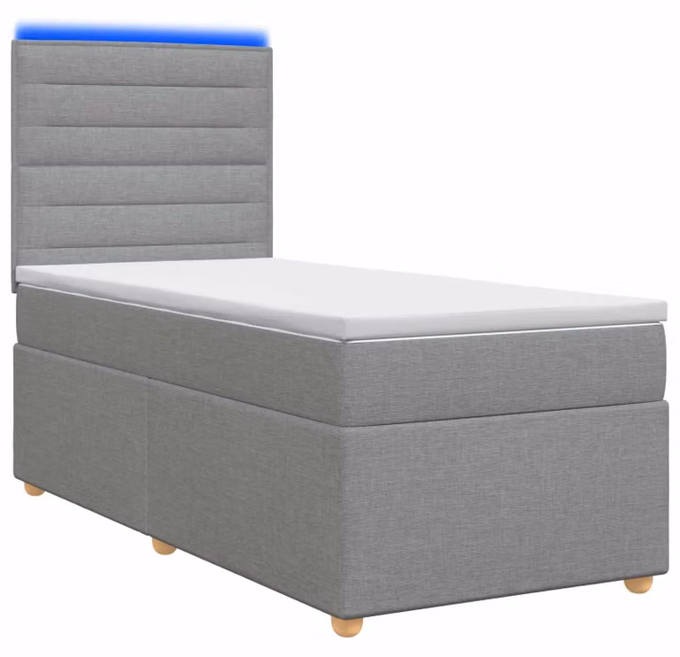 Letto a molle con materasso grigio chiaro 80 x 200 cm in tessuto