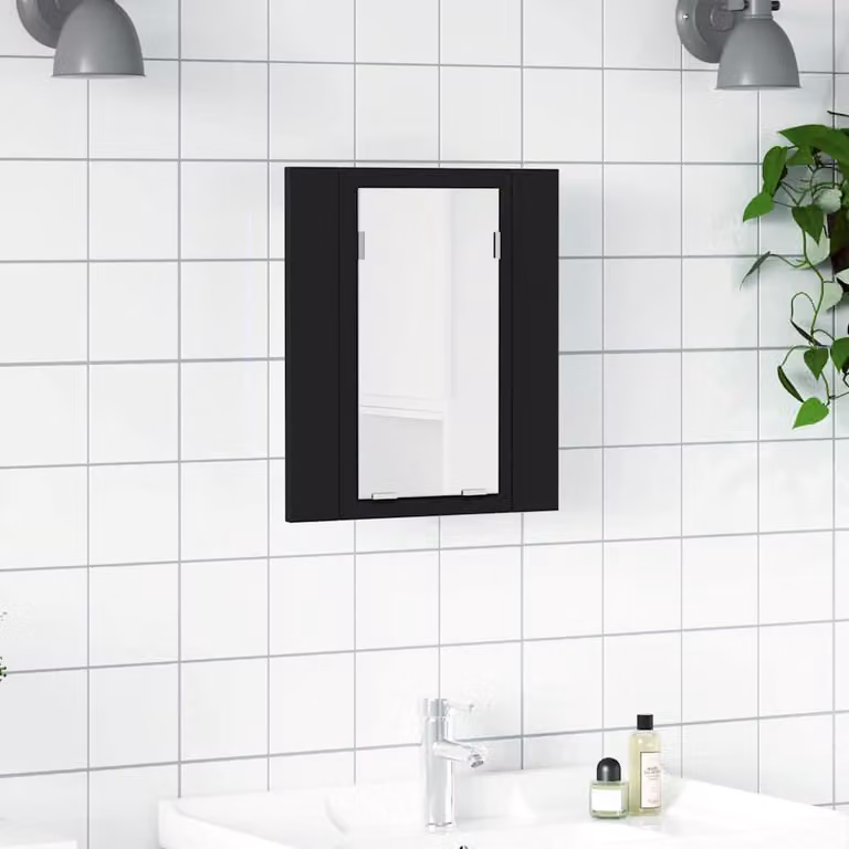 Armadietto a specchio con luci LED vidaXL nero per bagno L/P/H: 40 x 12 x 45 cm