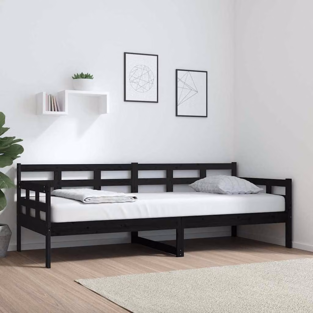 Letto singolo vidaXL in legno massello di pino nero L 80 cm x P 200 cm