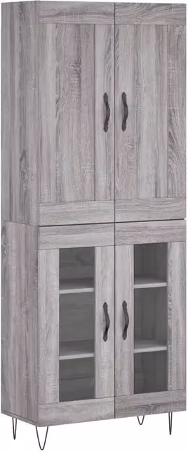 Credenza | Madia | Buffet da pranzo | Armadio da pranzo Grigio Sonoma 69,5x34x180 cm in Legno Multistrato