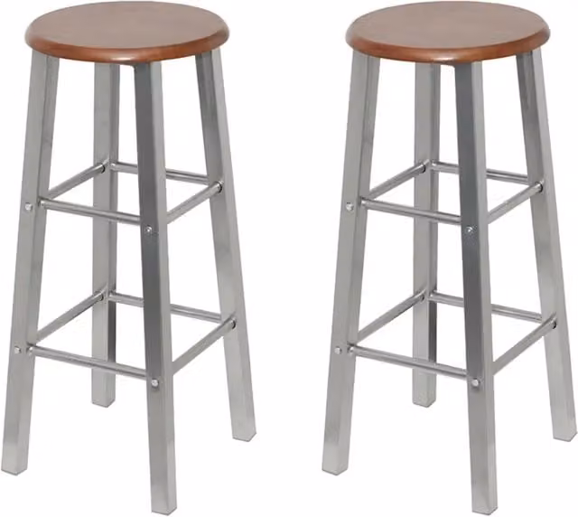 Set di 4 sgabelli da bar moderni vidaXL in MDF e metallo, colore argento e marrone