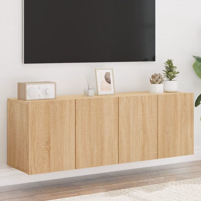 Set di 2 mobili TV da parete moderni vidaXL in legno Rovere Sonoma, L 60 cm x P 30 cm x H 41 cm