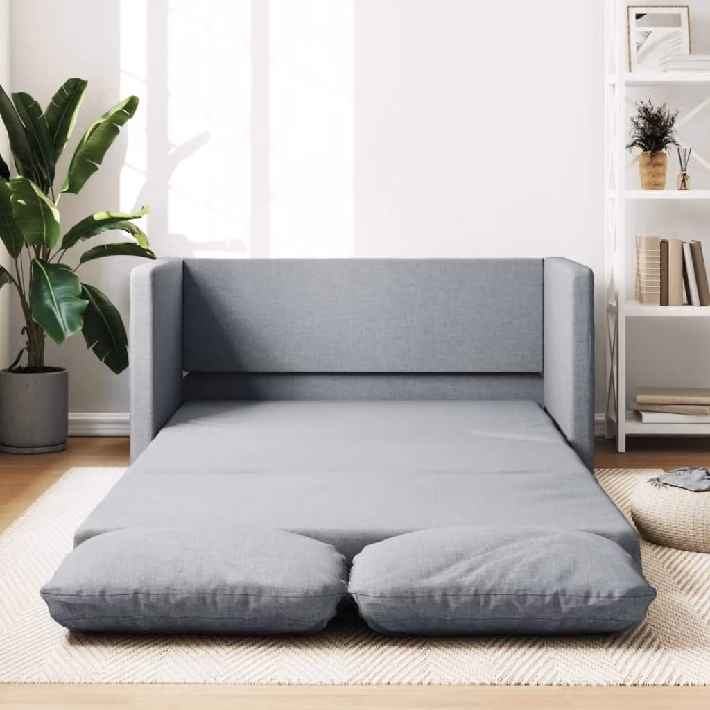Divano letto esclusivo, colore grigio chiaro, dimensioni 112x174x55 cm, rivestito in tessuto