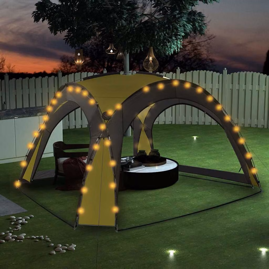 vidaXL Tenda per Feste con LED e 4 Pareti Verde L/P/H: 3,6 x 3,6 x 2,3 m – 1
