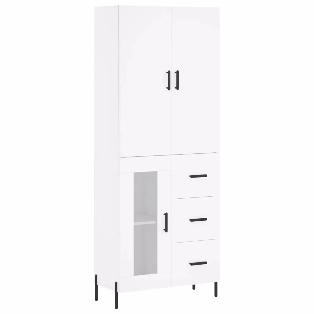 Credenza moderna bianca vidaXL in legno e metallo L: 69,5 cm, P: 34 cm, H: 180 cm – 2