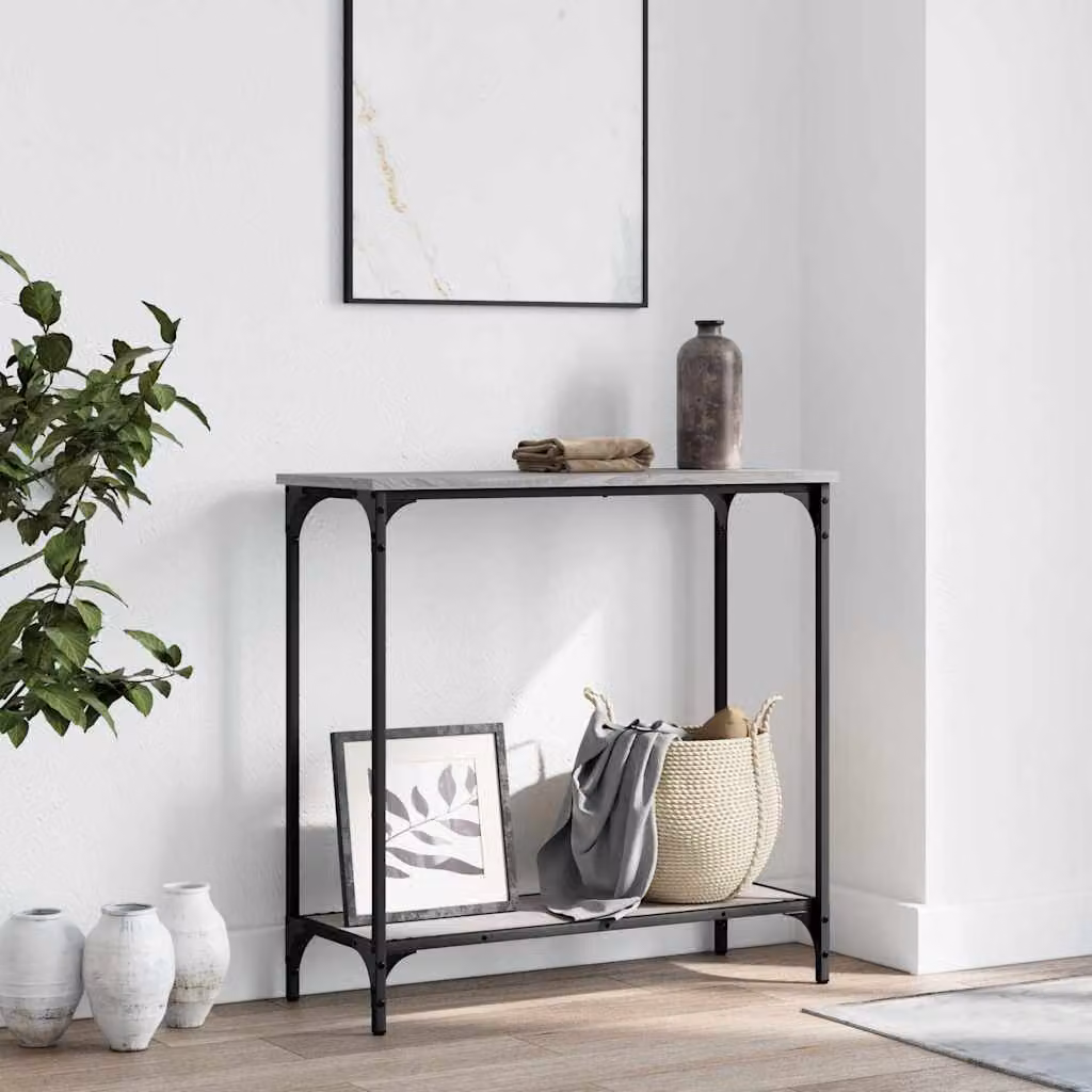 vidaXL Tavolino Consolle in Legno Multistrato Grigio, L 75 cm x P 30,5 cm x H 75 cm