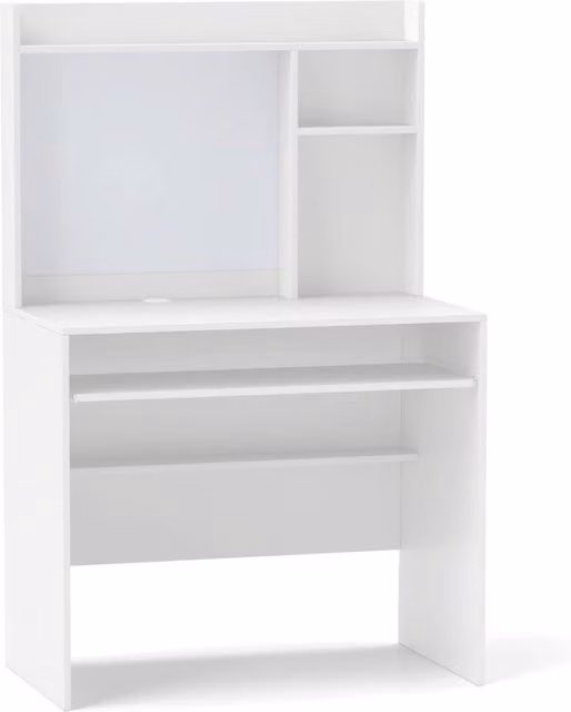 Scrivania moderna per computer in MDF e metallo con finitura opaca, colore bianco