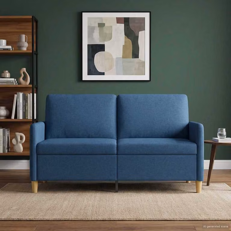 Divano moderno vidaXL con contenitore a scomparsa in tessuto blu L: 152 cm, P: 78 cm, H: 87 cm