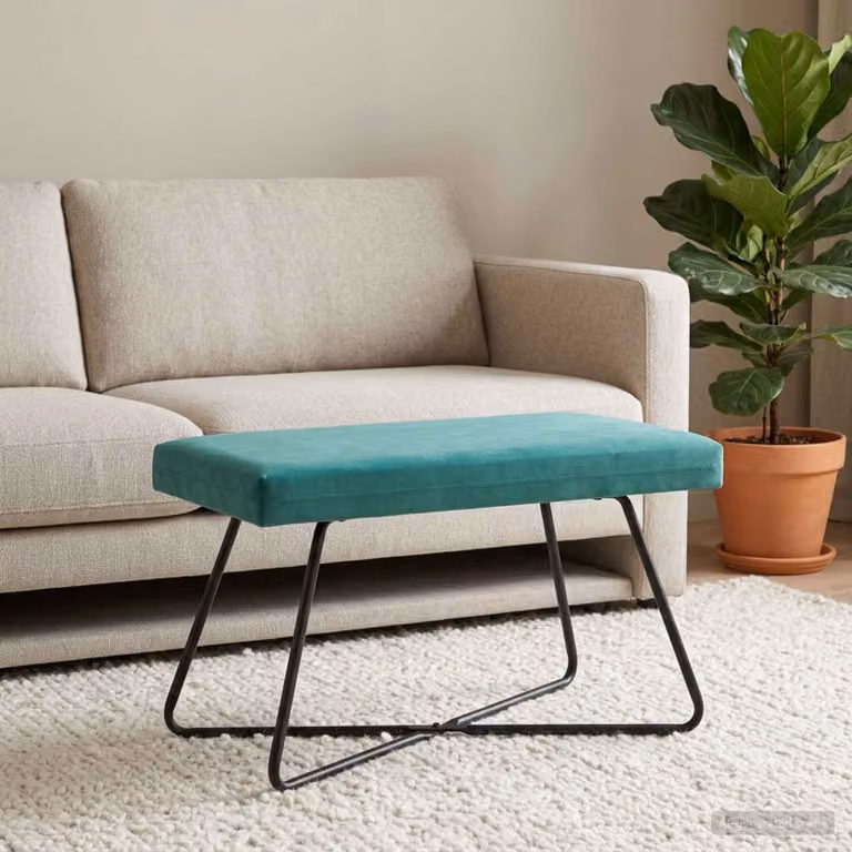 Panchina moderna vidaXL in velluto turchese, L: 80 cm, P: 40 cm, H: 45 cm