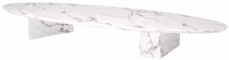 Casa Padrino Luxury Art Marble Coffee Table White 240 x 80 x H. 28,5 cm - Tavolo ovale da soggiorno - Mobili Soggiorno - Qualità Lusso