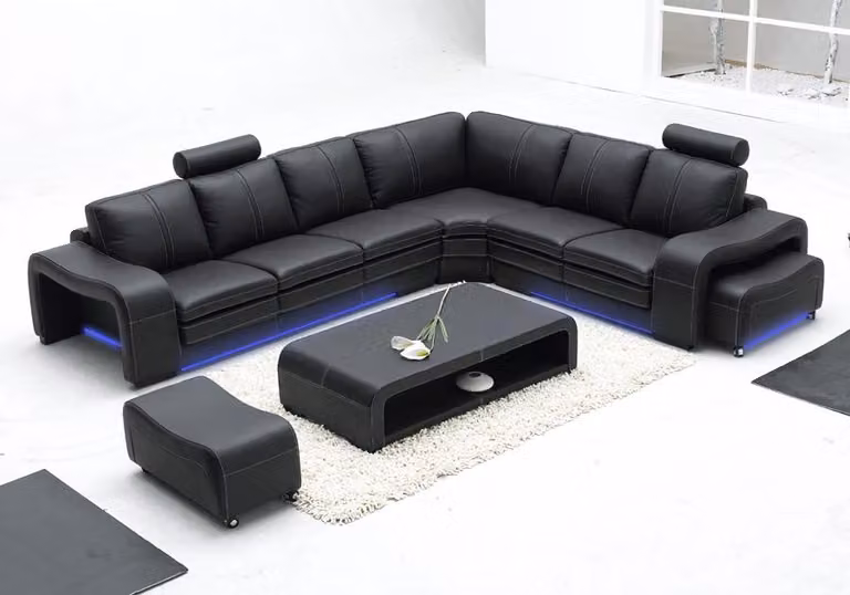 Ledersofa Sofa Couch Wohnlandschaft Ecksofa Eck Garnitur Design Modern A1109