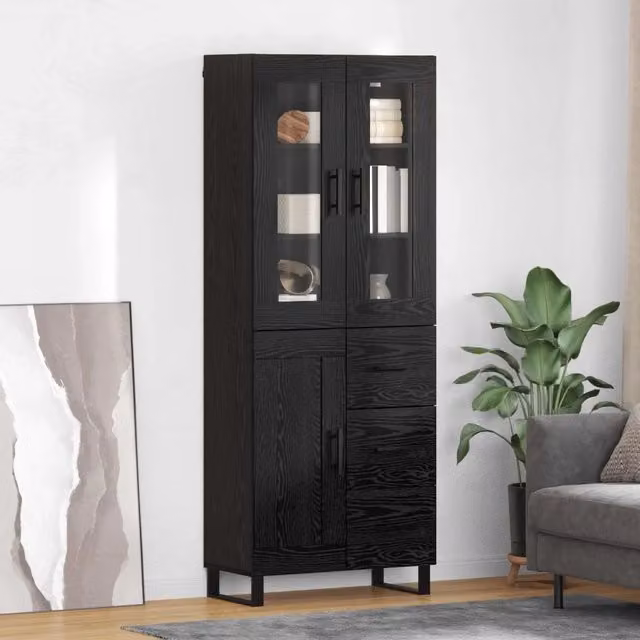 Credenza 2 pz Rovere Nero 69,5 x 34 x 180 cm 3416219