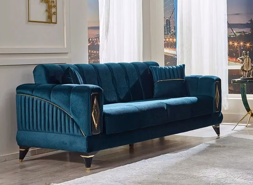 Polstermöbel Grün Sofa 3 Sitzer Wohnzimmer Polster Dreisitzer Couch Grün
