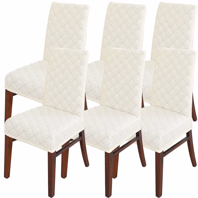 Set di 6 coprisedie da pranzo removibili - Beige