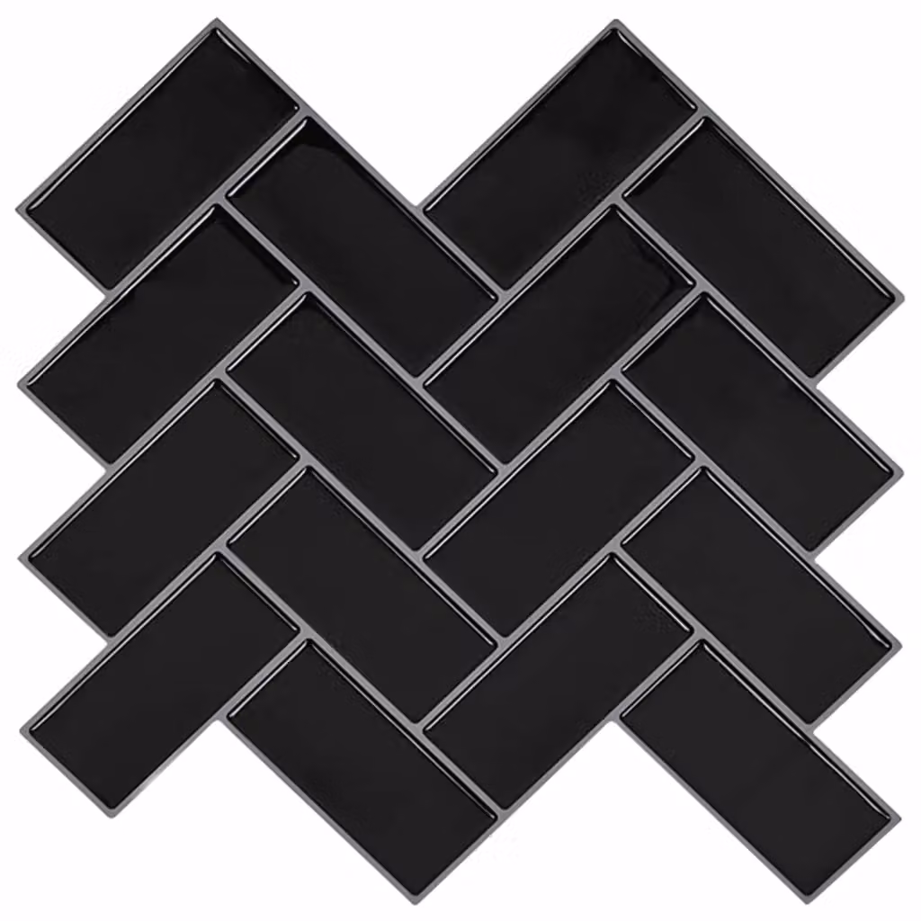 Set di 10 piastrelle a spina di pesce DESIGN IN colore nero, L/P: 30 x 30 cm, CFW9879588 – 2