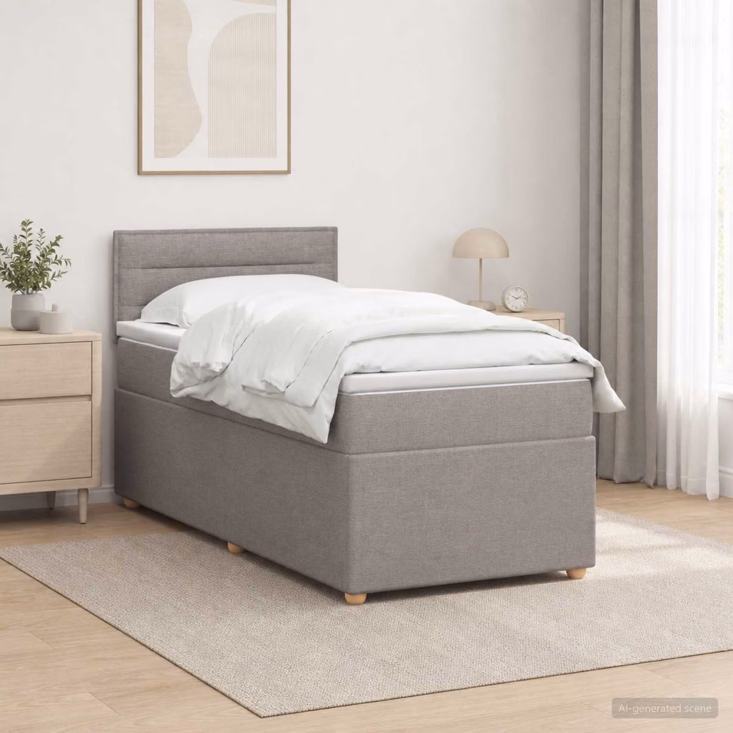 vidaXL Letto box spring con materasso Tortora 100 x 200 cm Tessuto