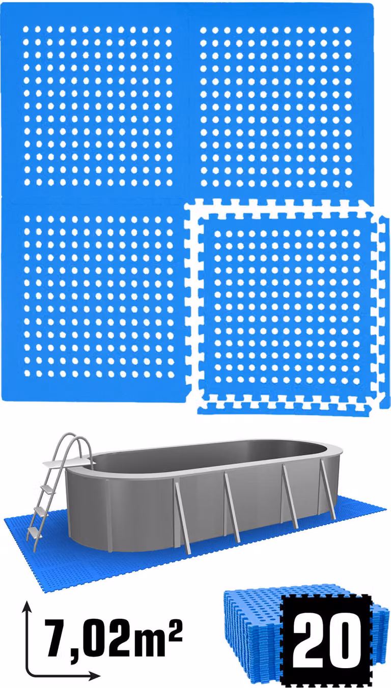 7 m² di sottotappeto per piscina - 20 tappetini EVA 62x62 - set di tappetini per sottotappeto - sottotappeto per piscina