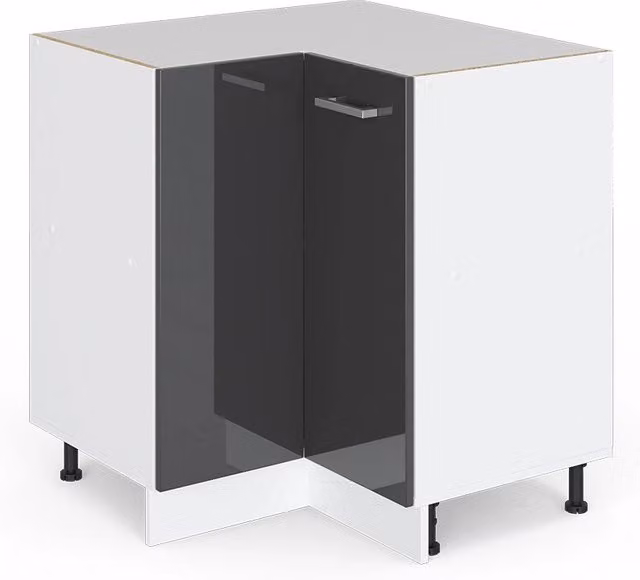 Mobile angolare da cucina Vicco R-Line Antracite e Bianco lucido senza piano di lavoro