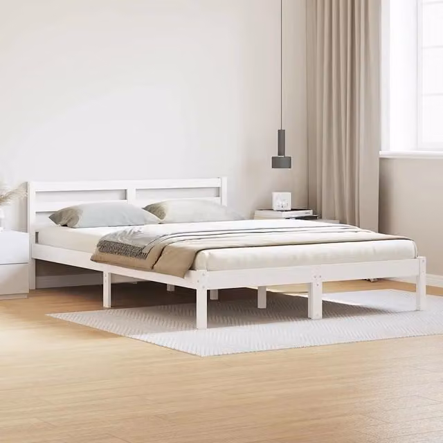 Struttura del letto con testiera vidaXL in legno di pino bianco L/P/H: 200 x 160 x 215,5 cm con larghezza 165,5 cm e altezza 69,5 cm – 1