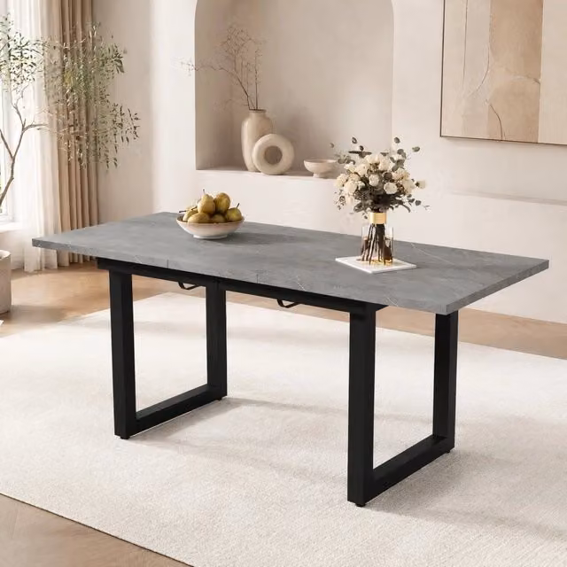 Tavolo da pranzo allungabile in MDF; stile industriale; grigio e nero