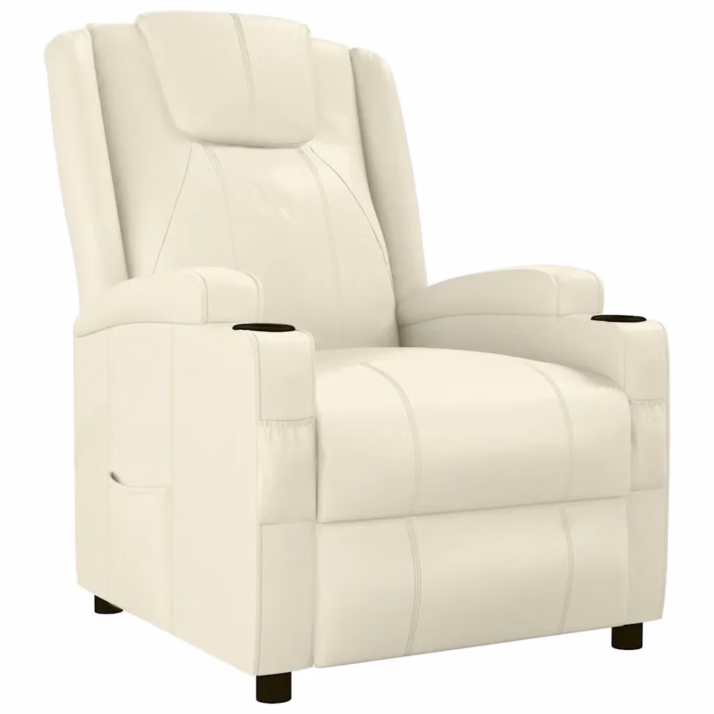 Poltrona Reclinabile Relax vidaXL in Similpelle Bianco e Beige con Braccioli – 2