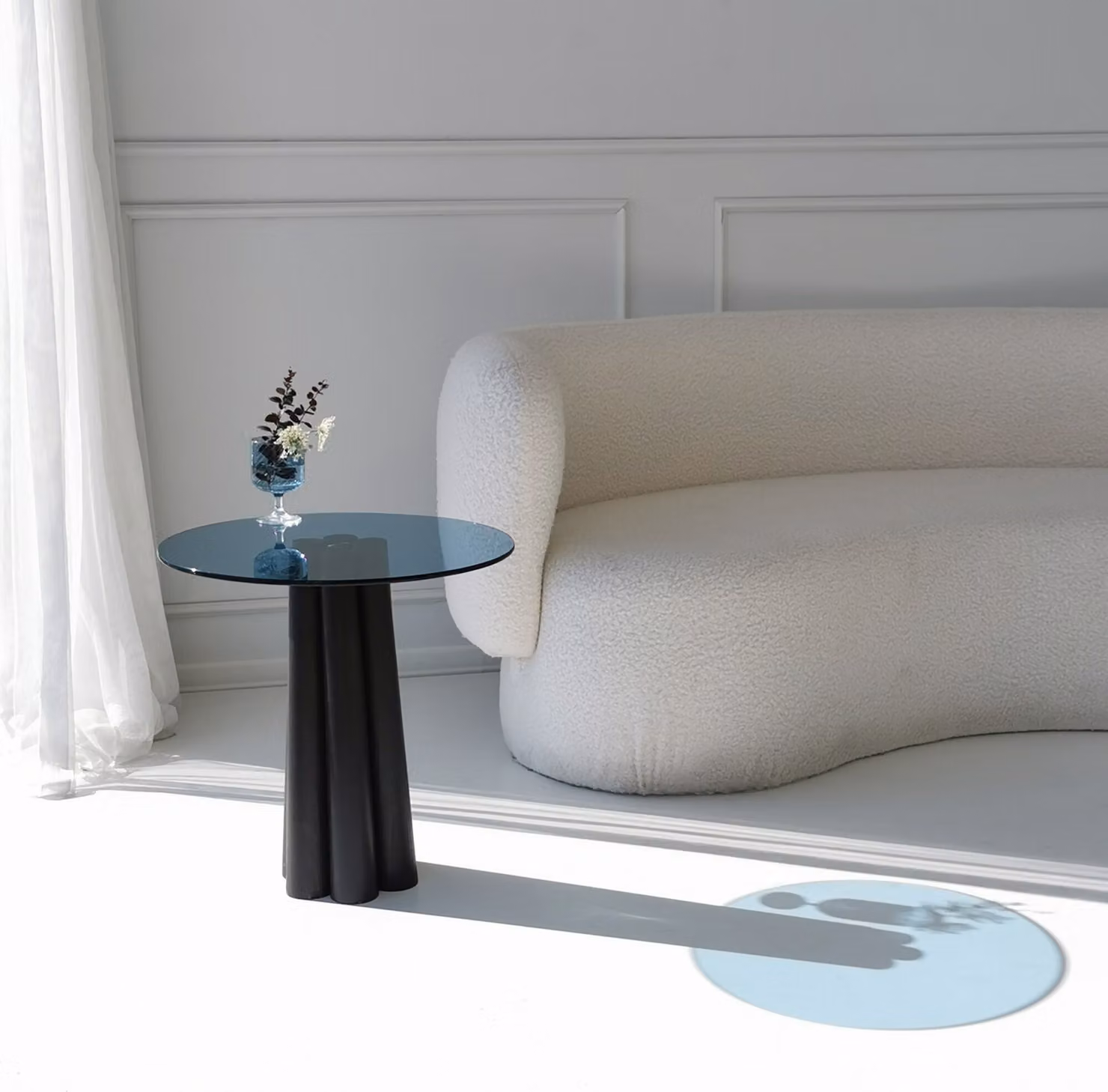 Skye Decor, Thales - Nero, Blu, Tavolino, 100% vetro temperato, Nero, 50 x 50 x 50 cm
