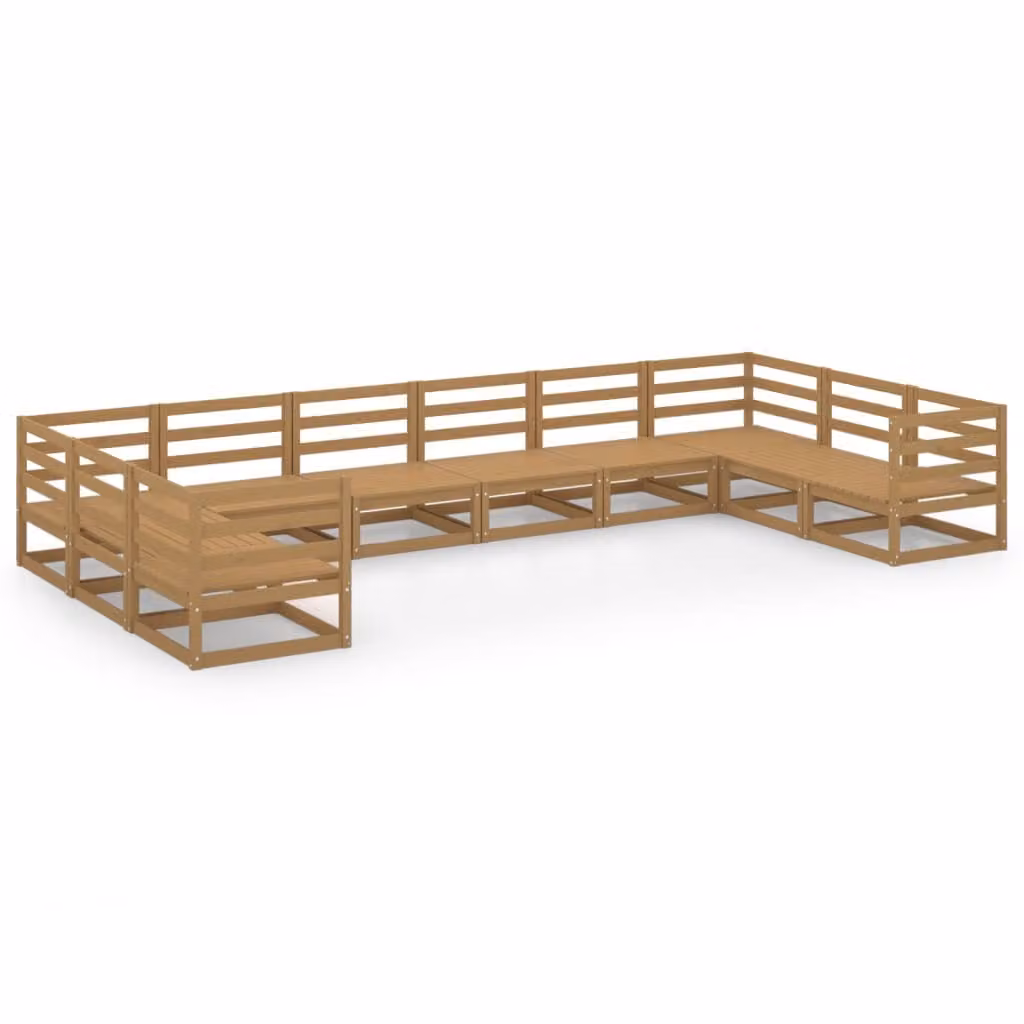 Set Divani da Giardino 10 pz in Legno Massello di Pino