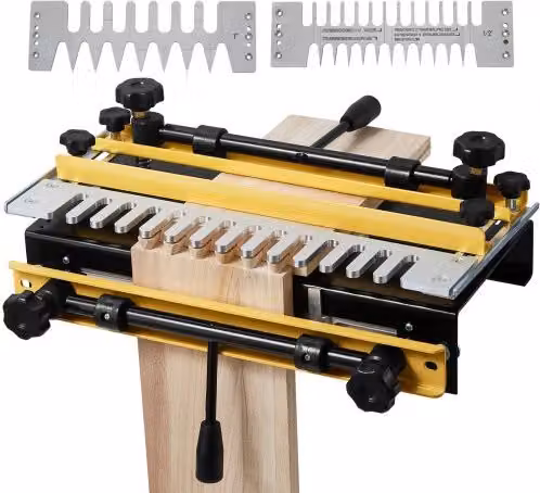 Dima per fresatrice a coda di rondine VEVOR in alluminio giallo, larghezza 150-310 mm e spessore 40 mm, con fresa da 36 mm per lavorazione del legno