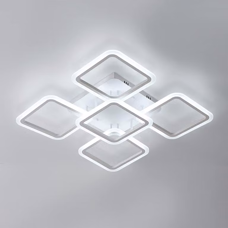 Lampada a soffitto LED Osairous, diametro 60 cm, plafoniera LED in acrilico, lampada da soffitto moderna per soggiorno e camera da letto, luce bianca fredda 6500K (90W) – 5 quadrati