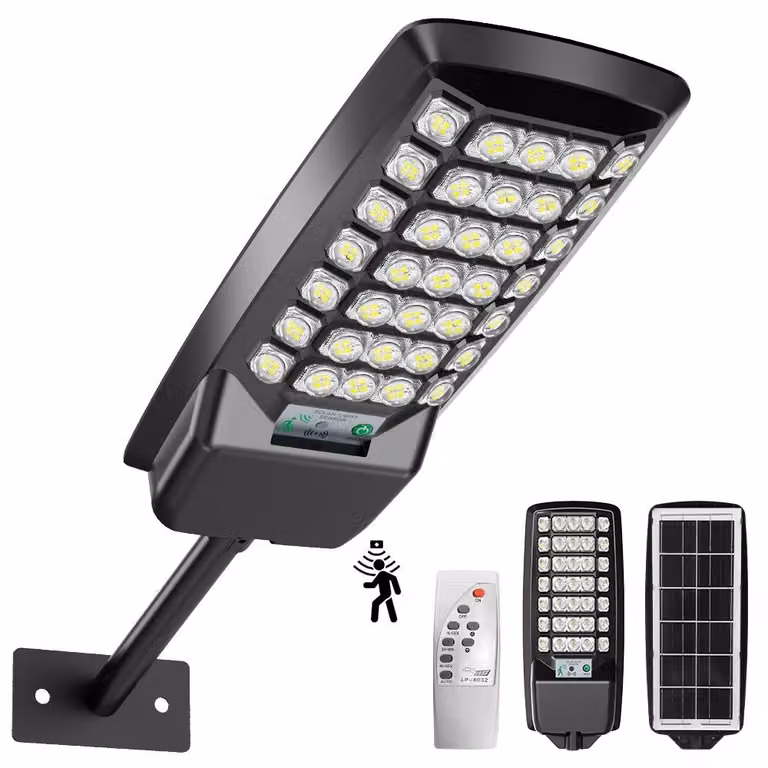Lampada solare - Faretto LED per esterni - Sensore di movimento - Telecomando - Resistente all'acqua (IP65) - Copertura di 300 m² - Batteria inclusa