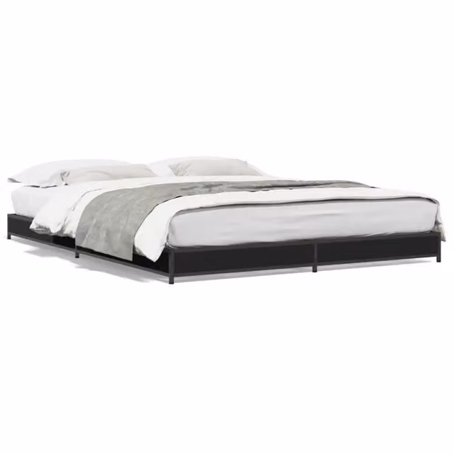 Letto matrimoniale Design In nero in legno e metallo L 138 cm x P 190 cm – 1