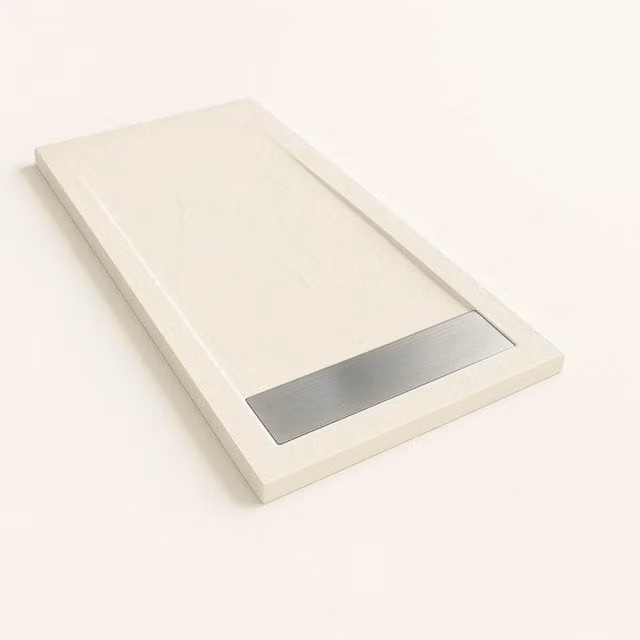 Piatto doccia Bidai con bordo 80X190 cm colore Bianco sporco RAL 9001 griglia in Acciaio