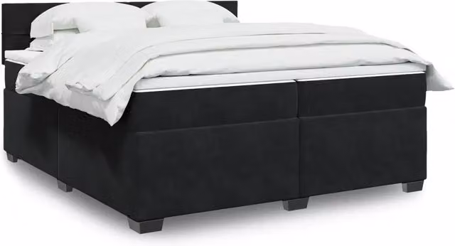 vidaXL Giroletto a Molle con Materasso in Velluto Nero L/P: 200 x 200 cm – 2