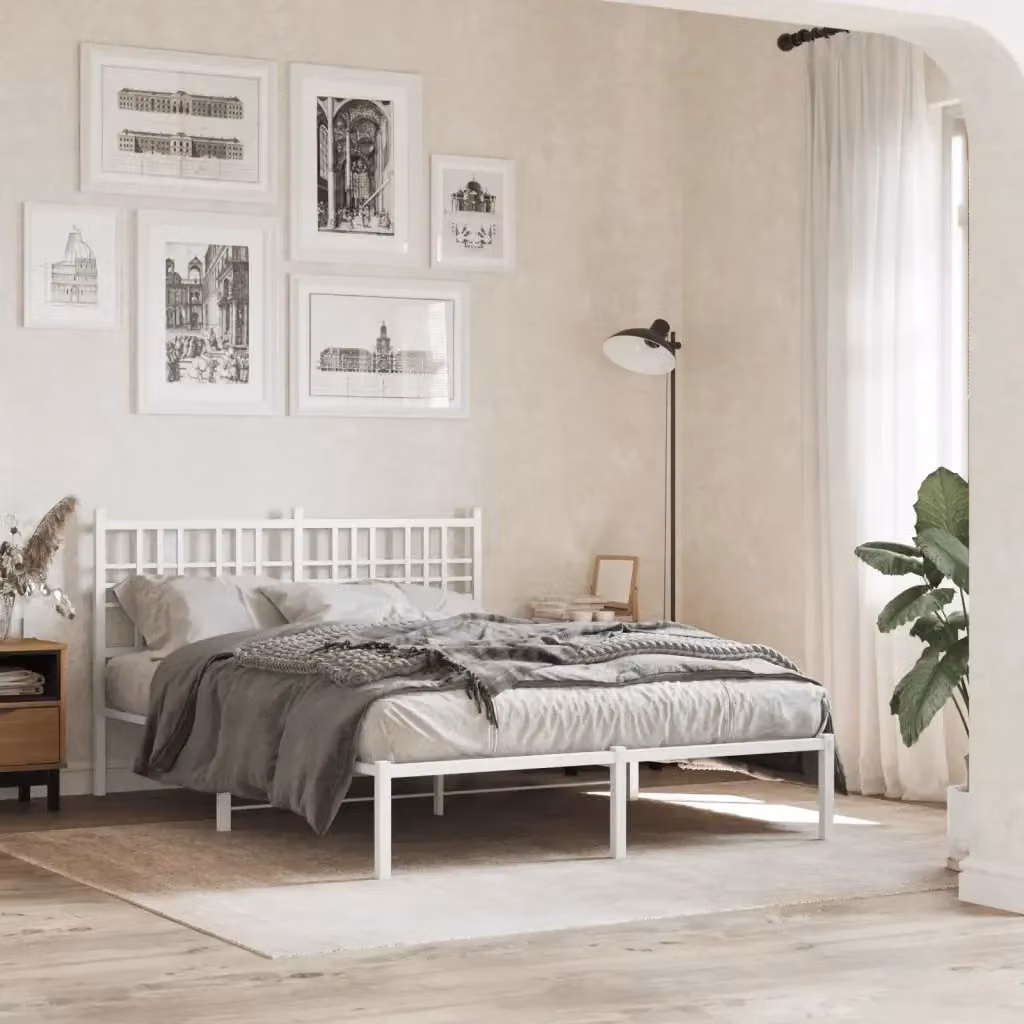Letto matrimoniale Design In con testiera in metallo bianco e struttura a doghe fisse L/P/H: 140 x 200 x 146 cm – 2