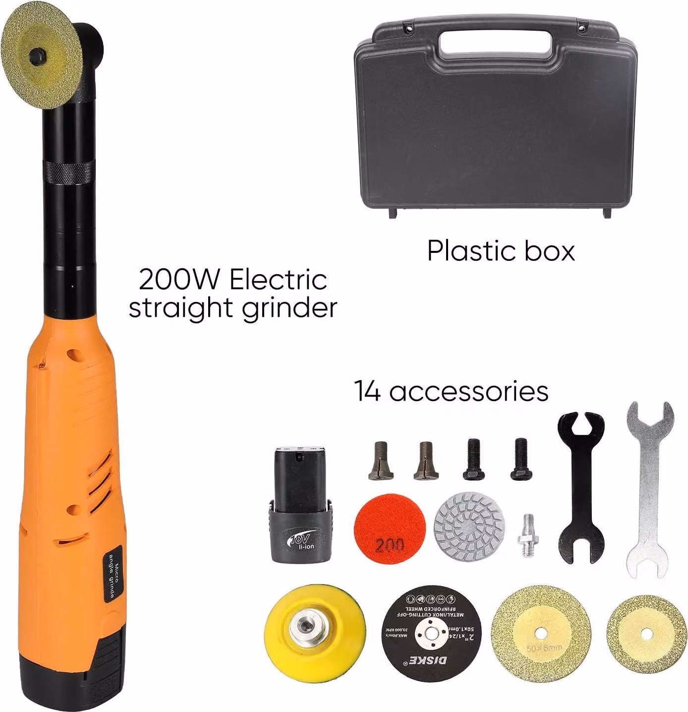 Multitool per piastrelle a 90° - Levigatrice/smerigliatrice elettrica - 200W, 220V (UE) - 18.000 giri/min - 7 livelli di velocità - Mandrino di serraggio da 3 mm - Colore: arancione
