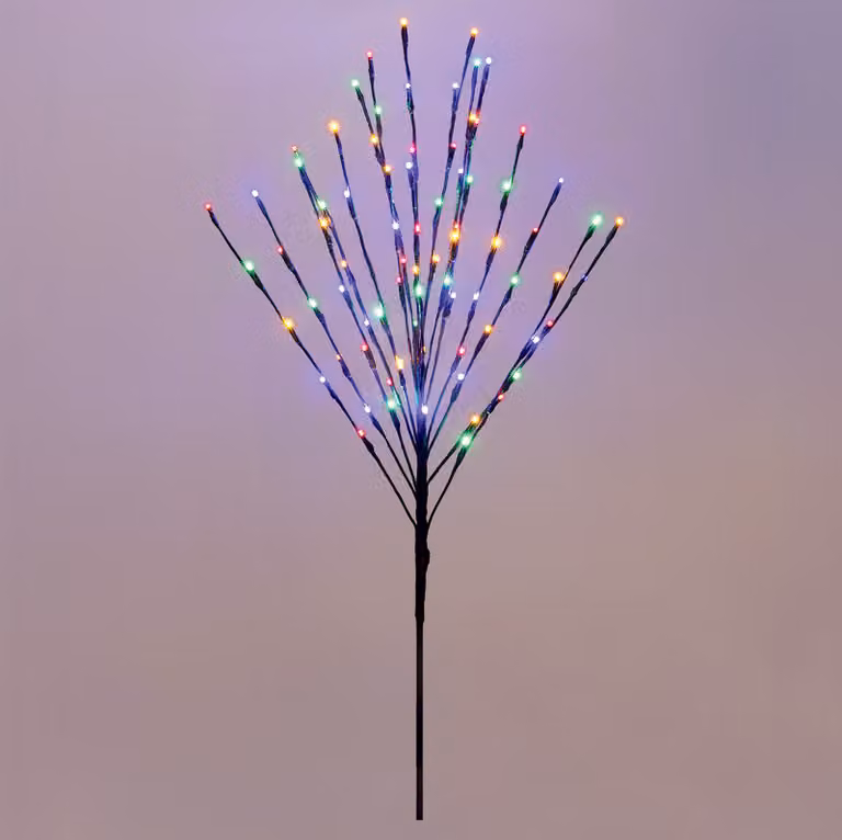 3.04 Albero LED multicolore per interni ed esterni - 110 cm / 80 LED - a batteria con doppio timer (colorato)