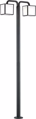 Lampione Palo 2 Led Diffusore Quadrato H 200 Antracite Cubango GD Trio