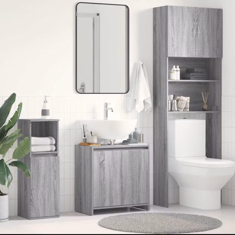 Armadietto da bagno sospeso vidaXL in legno MDF grigio opaco L: 60 cm, P: 33 cm, H: 60 cm
