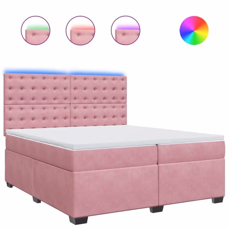 Giroletto a Molle con Materasso Rosa 200x200 cm in Velluto