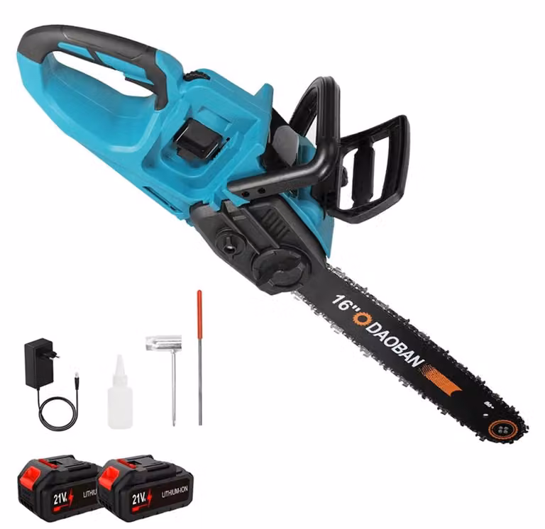 Troncatrice a catena elettrica, capacità di taglio di 16 pollici, motore brushless, batteria EU-2, con spina per prese europee, lama da 16 pollici