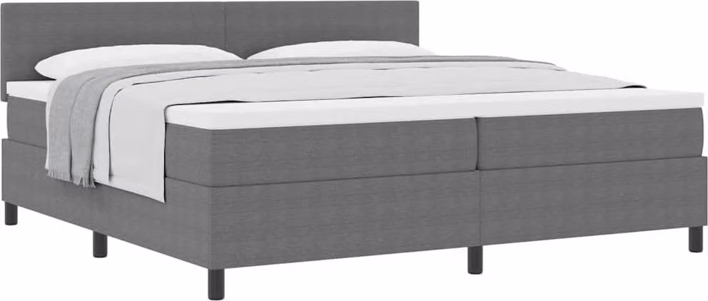 Letto a molle con testiera Grigio chiaro e bianco 200 x 200 cm