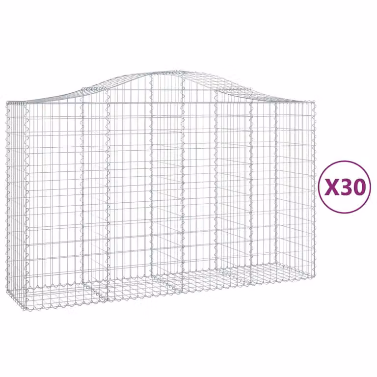 Cesti Gabbioni ad Arco 30 pz 200x50x120/140 cm Ferro Zincato