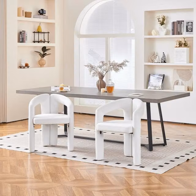 Desviae Set di 2 sedie da pranzo in velluto beige con braccioli portata massima 150 kg per sala da pranzo soggiorno e ufficio