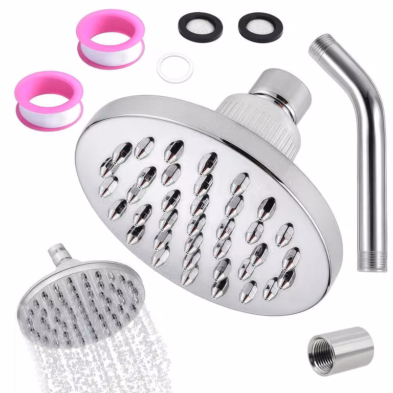 Set doccia a pioggia, ugello regolabile a 360°, materiale ABS, finitura cromata