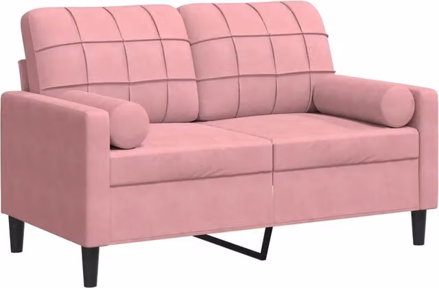 Divano | Divano da soggiorno | Sofa a 2 Posti con Cuscini Rosa 120 cm in Velluto