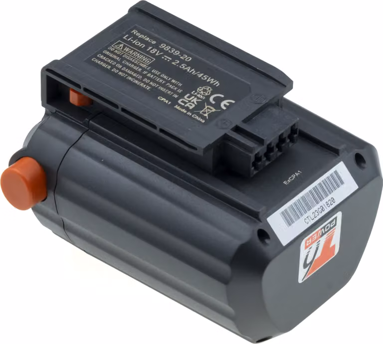 Batteria T6 Power per Gardena 9837-20, Li-Ion, 18 V, 2500 mAh (45 Wh), nero