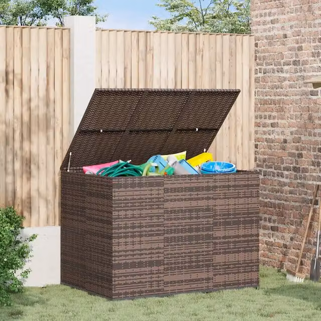 Contenitore da Giardino in Rattan PE 145x100x103 cm Marrone 317230