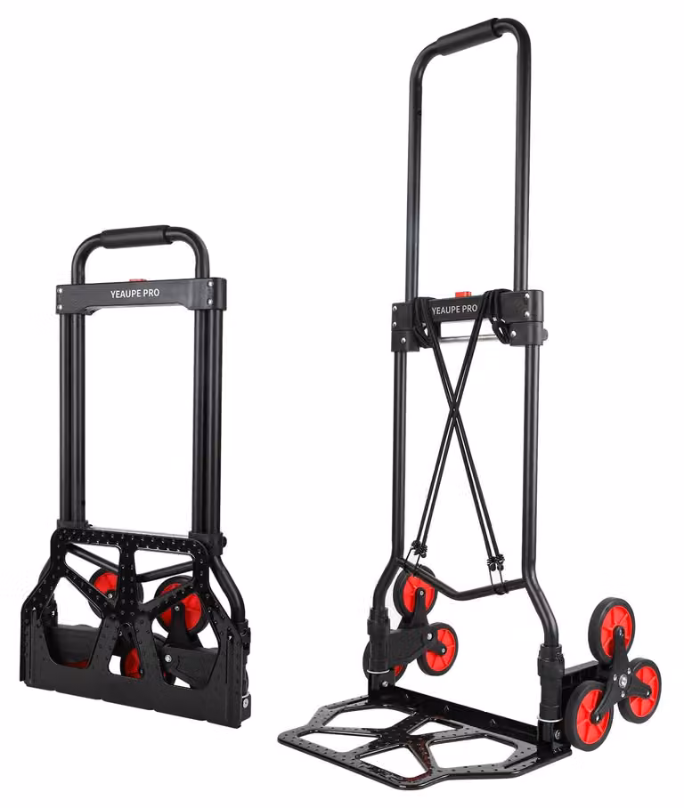 Carrello pieghevole in acciaio legato, con una capacità di carico di 100 kg, maniglia di 110 cm, dotato di una cinghia elastica di fissaggio, ideale per