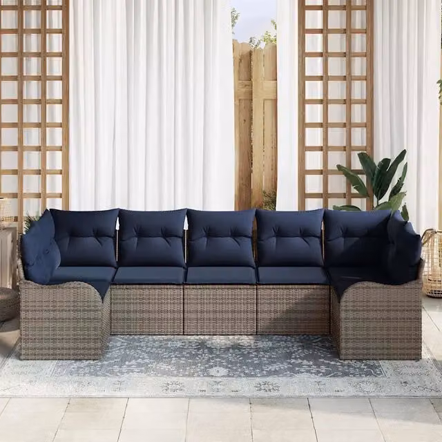 Set Divano da Giardino Grigio polyrattan 3345855