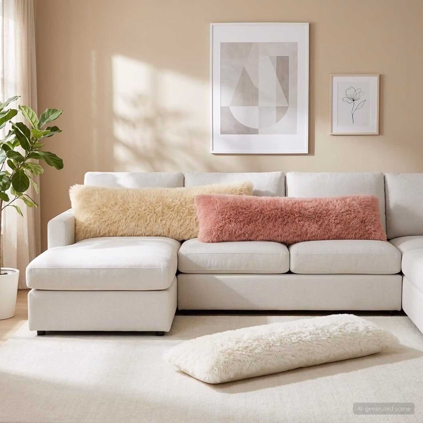 Federa vidaXL HEERLEN in pile beige, L 145 cm x P 40 cm